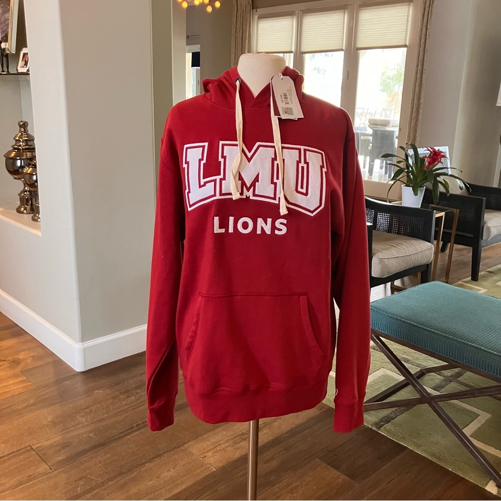 NWT Loyola Marymount University LMU Red/Lt Maroon Hooded Sweatshirt-L